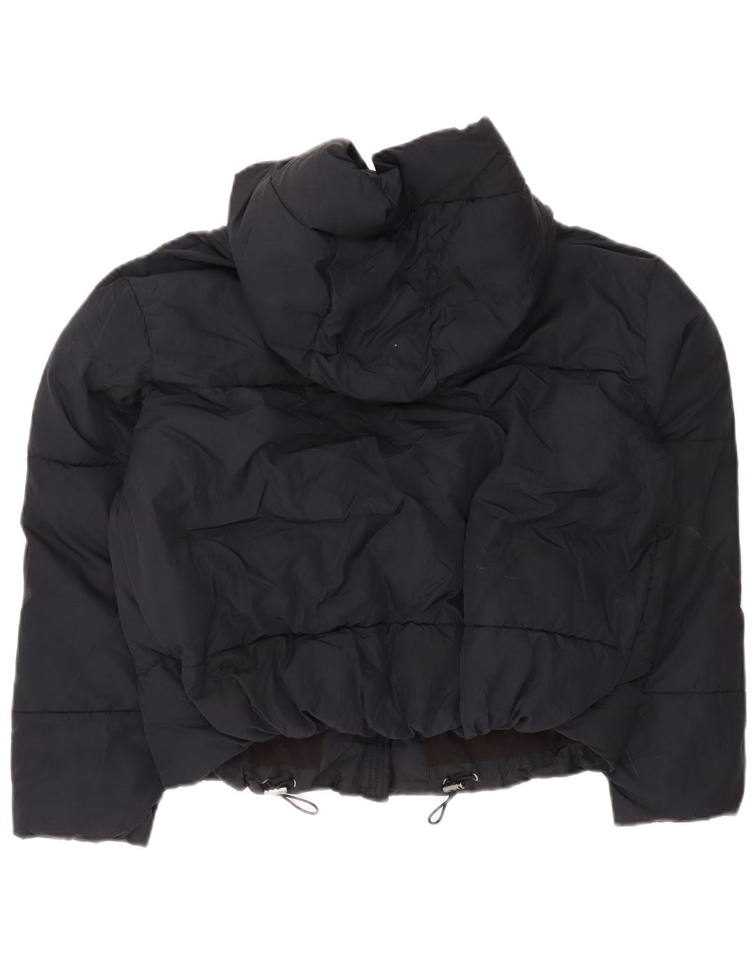 Zara Womens Oversized Crop hættepolstret jakke UK 6 XS marineblå polyester