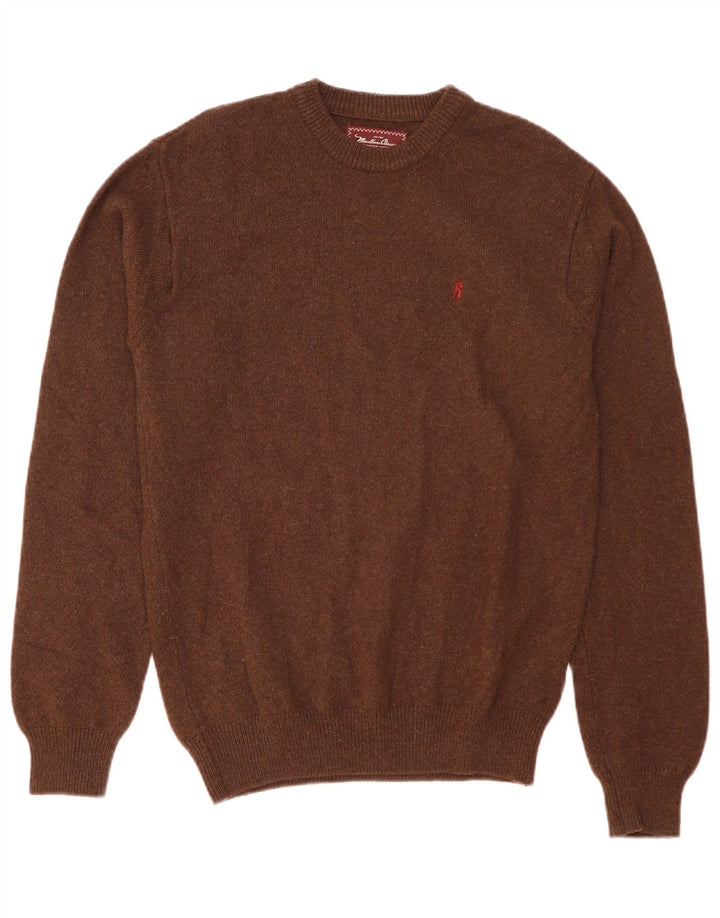 MARLBORO CLASSICS Herre sweater med rund hals, medium brun uld