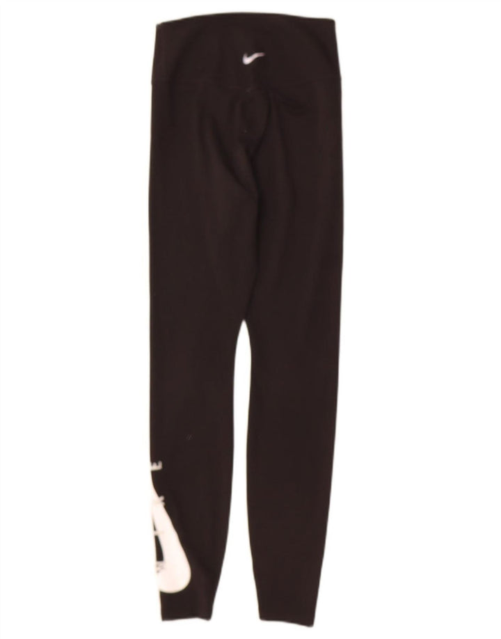 NIKE Womens Dri Fit Graphic Leggings UK 4 XS  Black Polyester