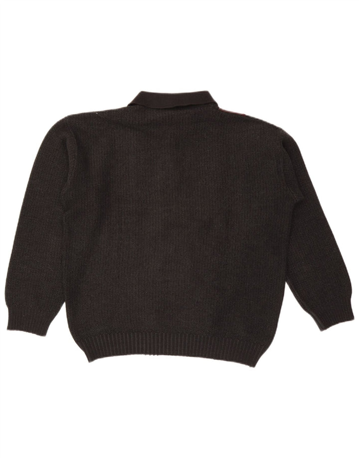 Vintage herre polo hals sweater medium sort farveblok