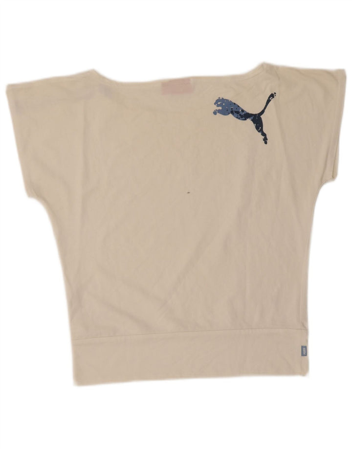 Puma Grafisk T-Shirt Top UK 12 Medium White Colourblock