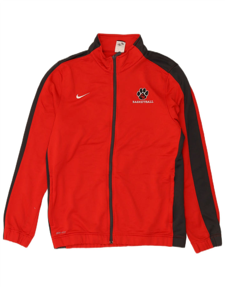 NIKE Mens Dri Fit Tracksuit Top Jacket Large Red Colourblock Polyester