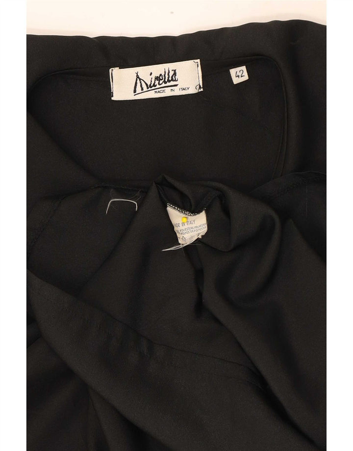 Mirella Womens Front Tie Shirt Bluse IT 42 Medium Black Polyester