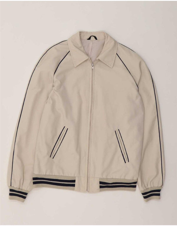 Vintage Bomber Jacket UK 38 Medium White Striped