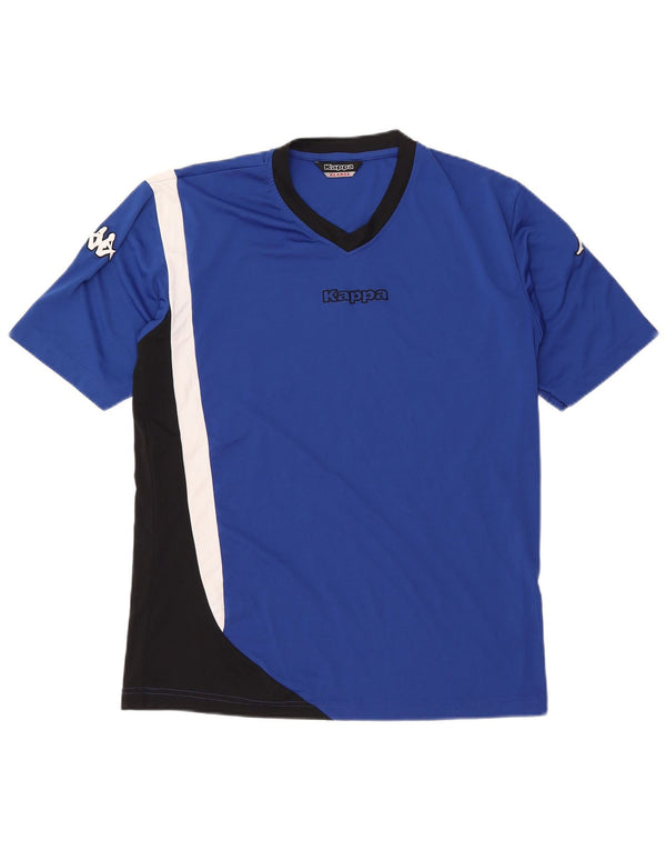 KAPPA Grafisk T-shirt top til kvinder UK 18 XL Blå Colourblock Polyester