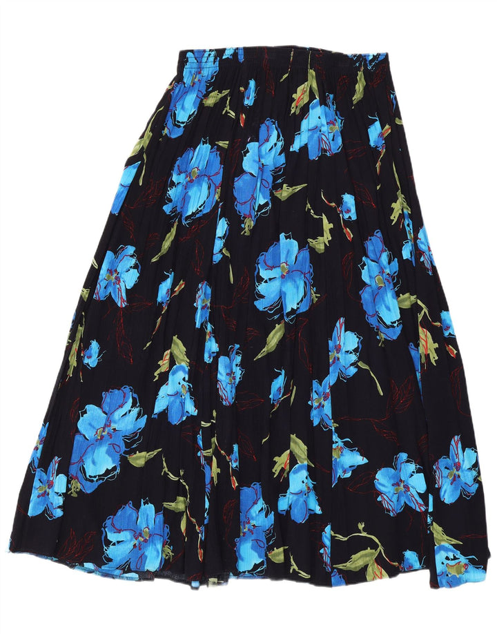 VINTAGE Womens Pleated A-Line Skirt W30 Medium Black Floral