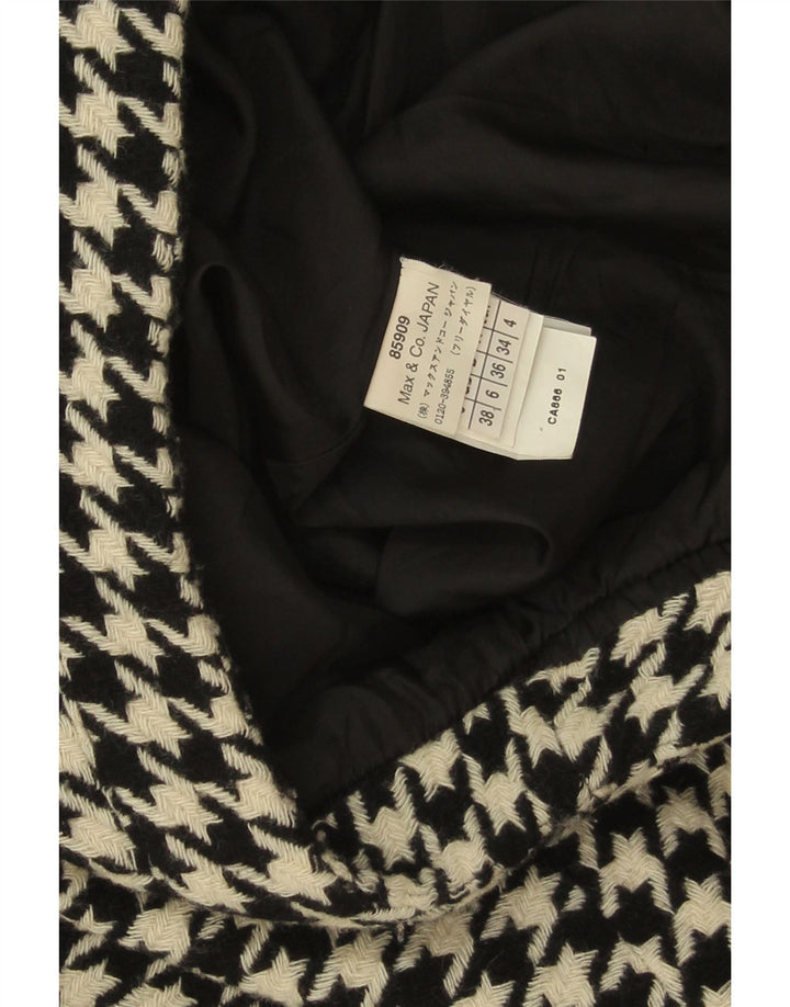 Max & Co. Mininederdel til kvinder UK 6 XS W28 Sort Houndstooth Uld