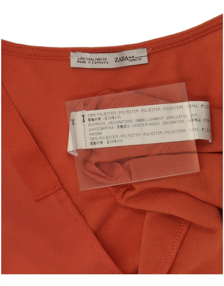 Zara Dame Oversized Bluse Top UK 16 Large Orange Polyester