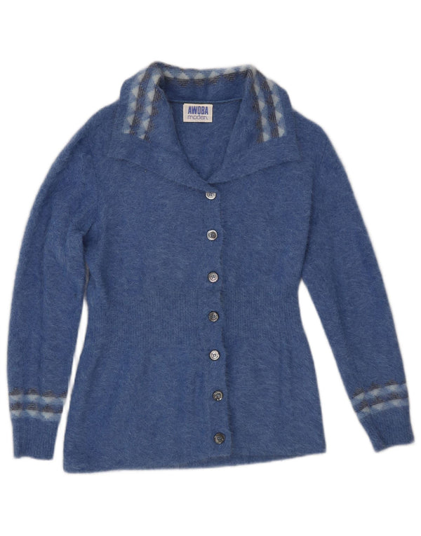 Awoba Dame Cardigan Sweater UK 10 Small Blue Geometric Angora