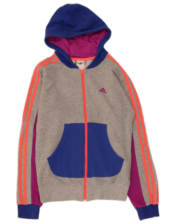 Adidas hættetrøje med lynlås til piger 13-14 år Grå Colourblock Bomuld
