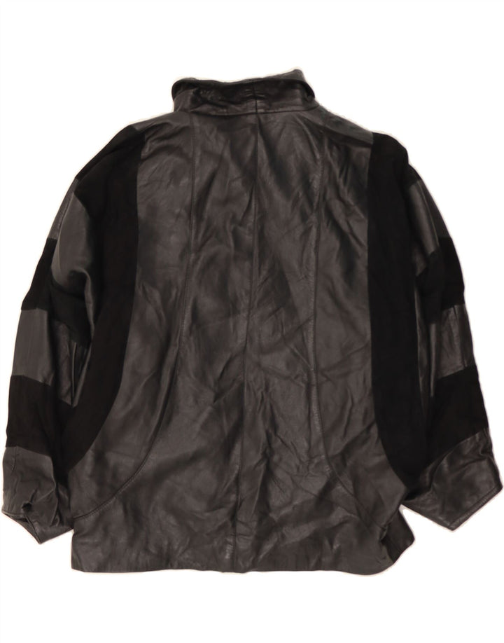 VINTAGE Womens Oversized Leather Jacket UK 20 2XL Black Vintage Vintage and Second-Hand Vintage from Messina Hembry 