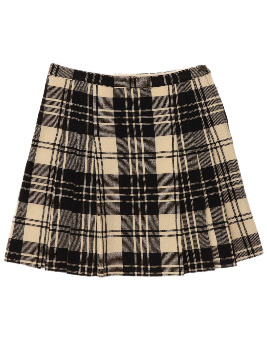 Vintage dame mininederdel W26 lille sort plaid