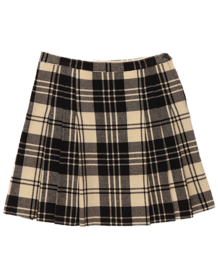 Vintage dame mininederdel W26 lille sort plaid