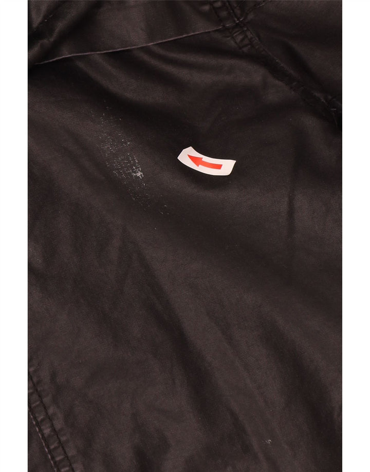 Zara Dame Hætte Vokset Bomuldsjakke UK 14 Medium Sort