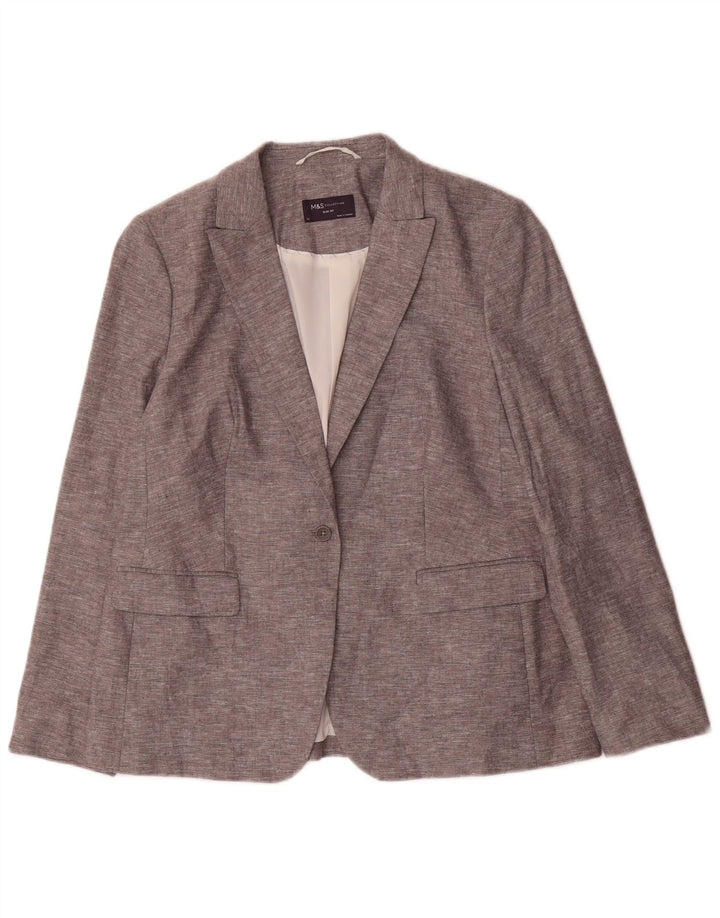 Marks & Spencer Dame 1 knap Slim Fit Blazer Jacket UK 16 Large Grå