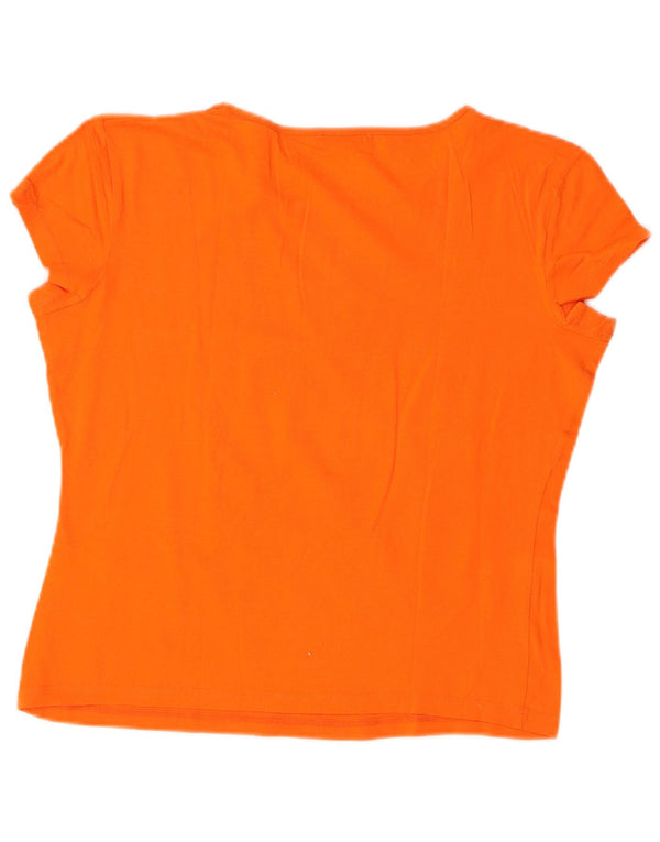 Iceberg Dame Grafisk T-Shirt Top UK 18 XL Orange Bomuld
