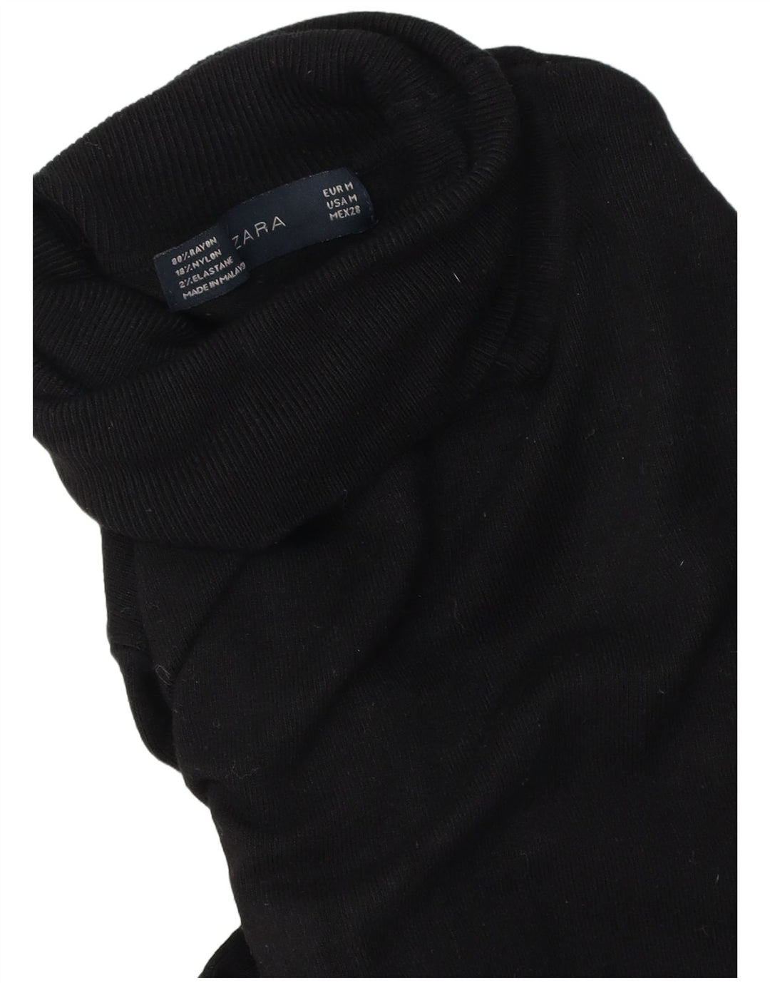 Zara Dame Roll Neck Jumper Sweater UK 14 Medium Black Rayon