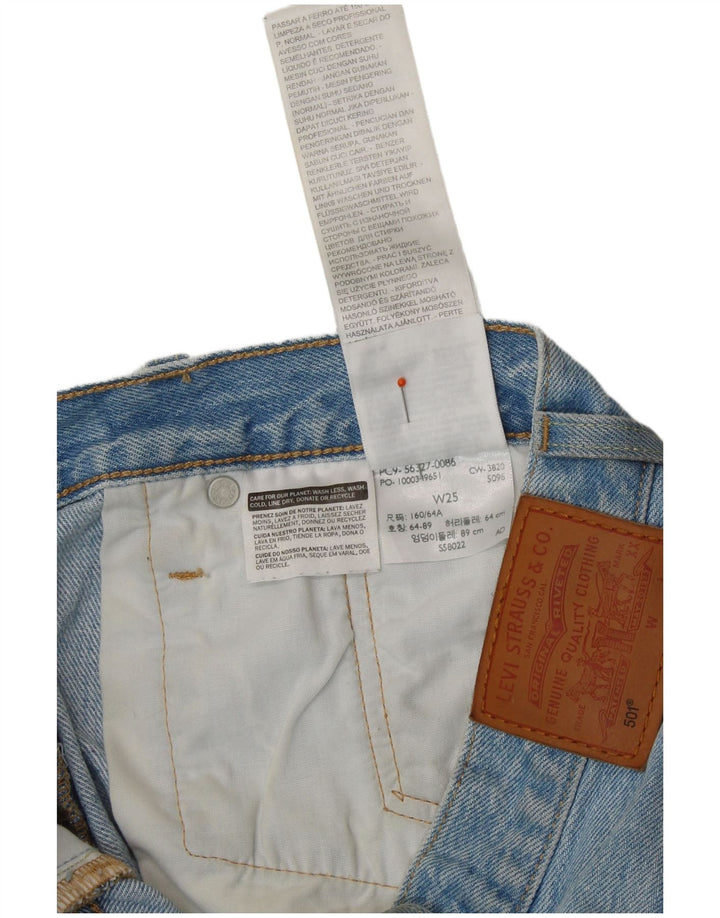 LEVI'S Womens 501 Hot Pants med distressed denim W25 XS blå bomuld
