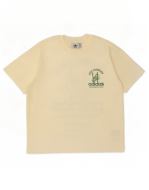 Adidas Herre Loose Fit Grafisk T-Shirt Top XS Gul Bomuld
