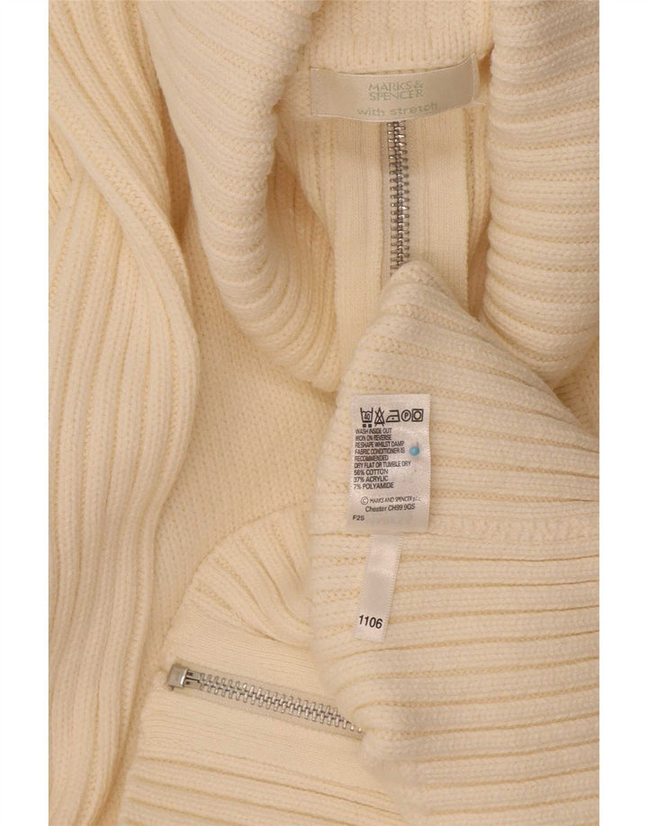 Marks & Spencer Dame Cardigan Sweater med fuld lynlås UK 16 Large Off White