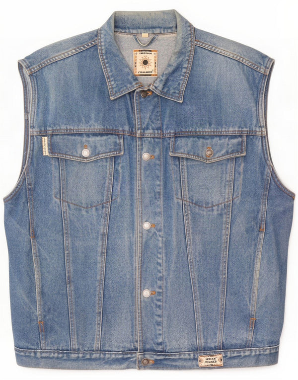 Vintage Herre Denim Gilet UK 40 Large Blue