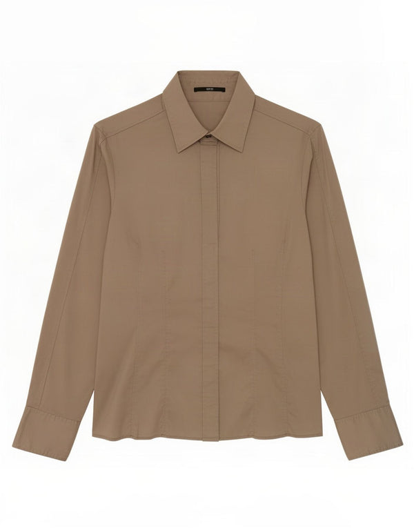 Hugo Boss Womens Shirt UK 14 Large Khaki Cotton