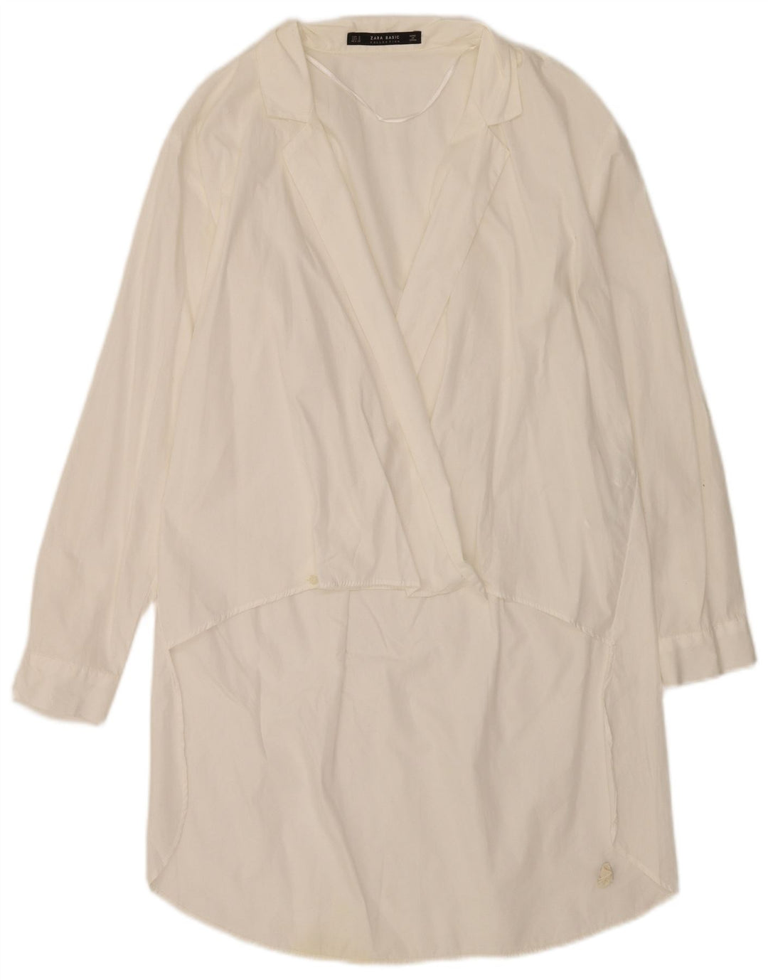 Zara Dame Langærmet Shift Dress UK 10 Small White Bomuld