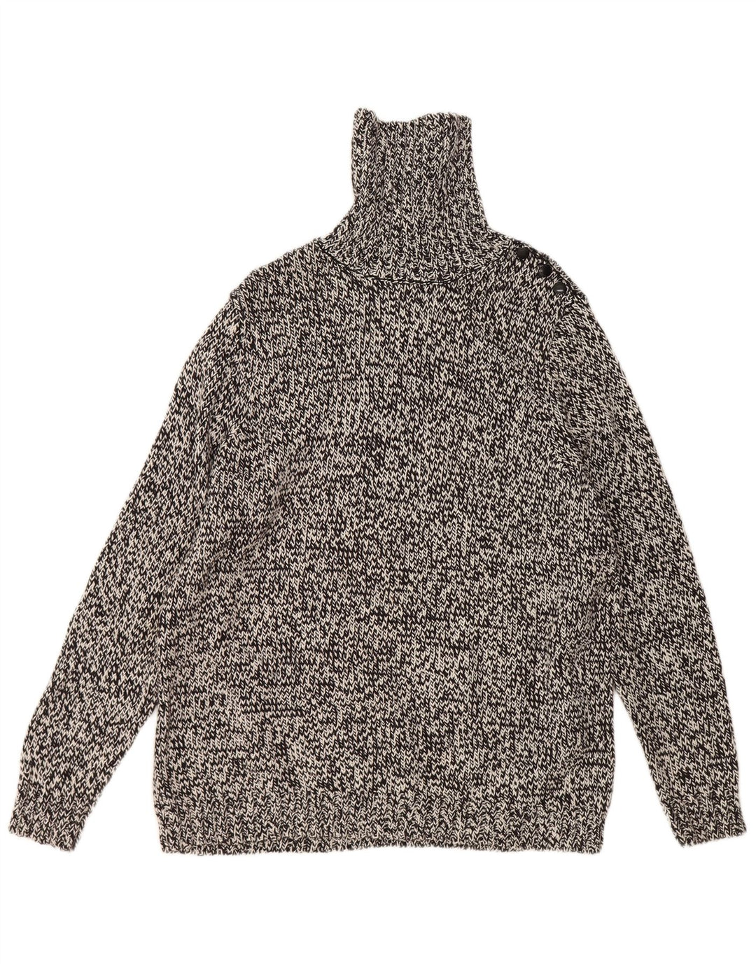 Chaps Dame Roll Neck Jumper Sweater UK 18 XL Sort Flecked Bomuld