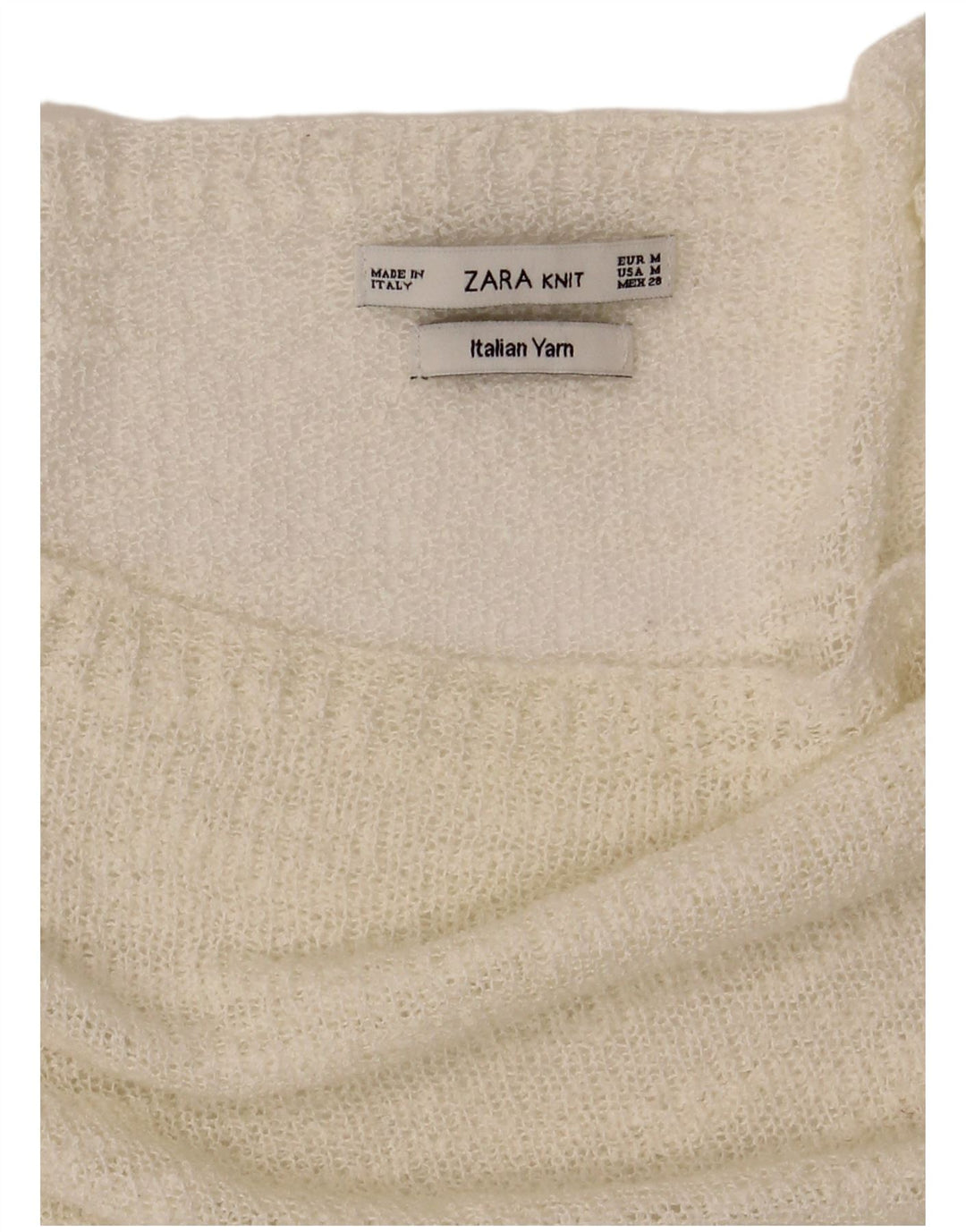Zara Dame Se Through Boat Neck Jumper Sweater UK 14 Medium Off White