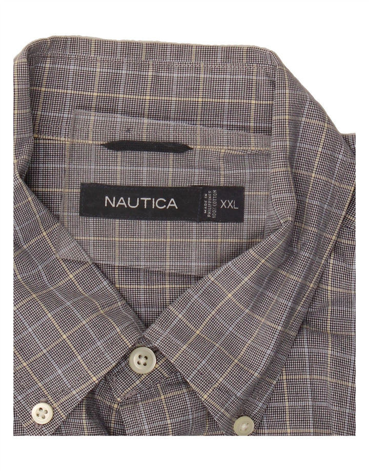 NAUTICA Mens Shirt 2XL Grey Check Cotton Vintage Nautica and Second-Hand Nautica from Messina Hembry 