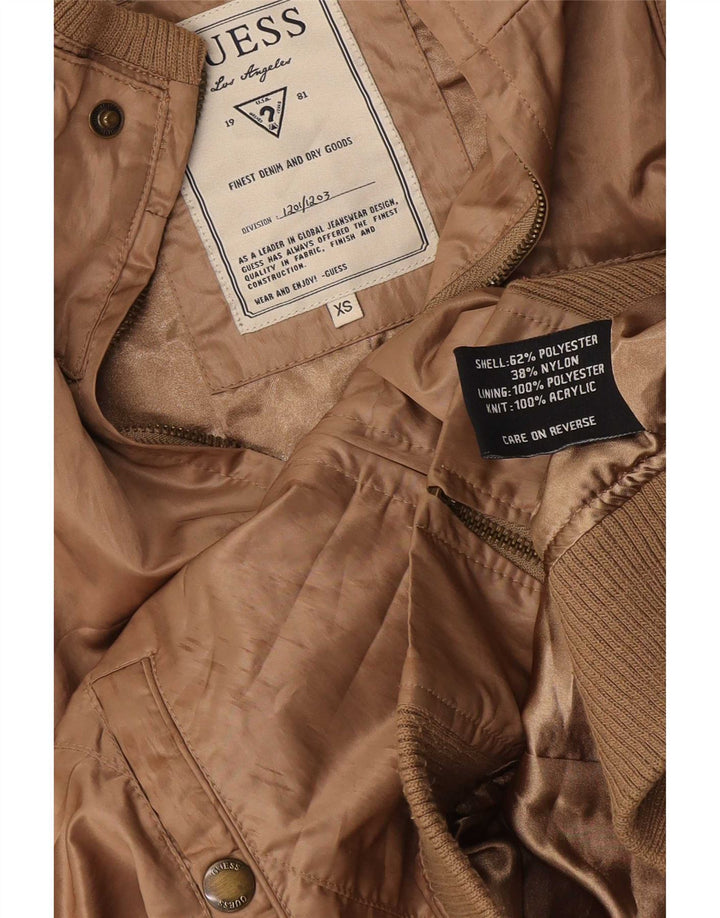 Guess Womens Bomber Jacket UK 6 XS Brun Polyester
