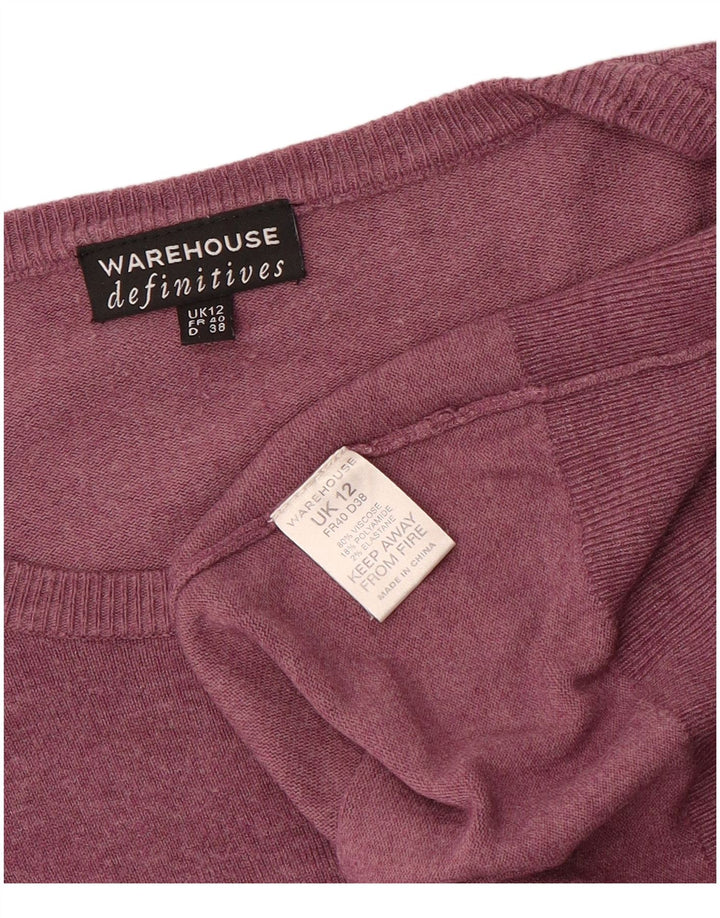 WAREHOUSE Dame Boat Neck Jumper Sweater UK 12 Medium Purple Viscose