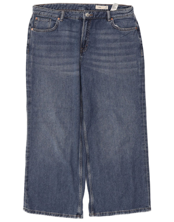 Marks & Spencer Dame Jeans med brede brede ben UK 16 Large W36 L27 Blå Bomuld