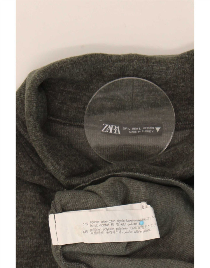 Zara Damevest Top UK 14 Stor Khaki Bomuld