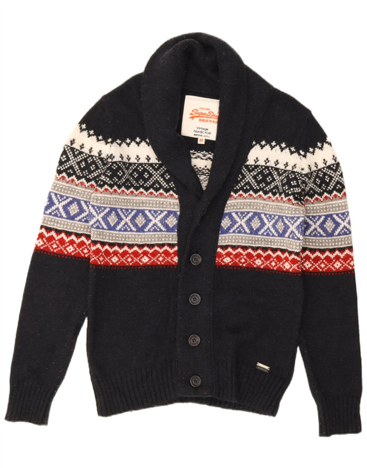 Superdry Cardigan Sweater til mænd Medium Navy Blue Fair Isle Akryl