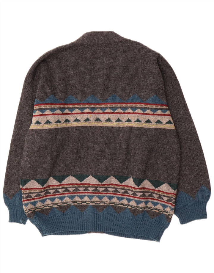 Vintage herre cardigan sweater XL Grå Geometrisk