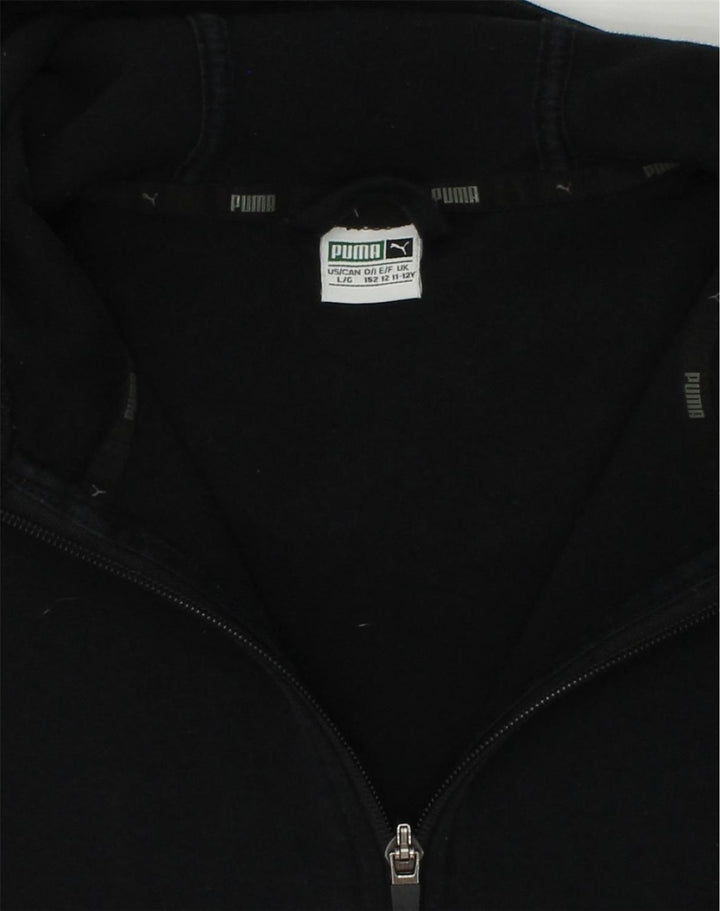 PUMA Boys Graphic Zip Hoodie Sweater 11-12 Years Black Cotton | Vintage Puma | Thrift | Second-Hand Puma | Used Clothing | Messina Hembry 