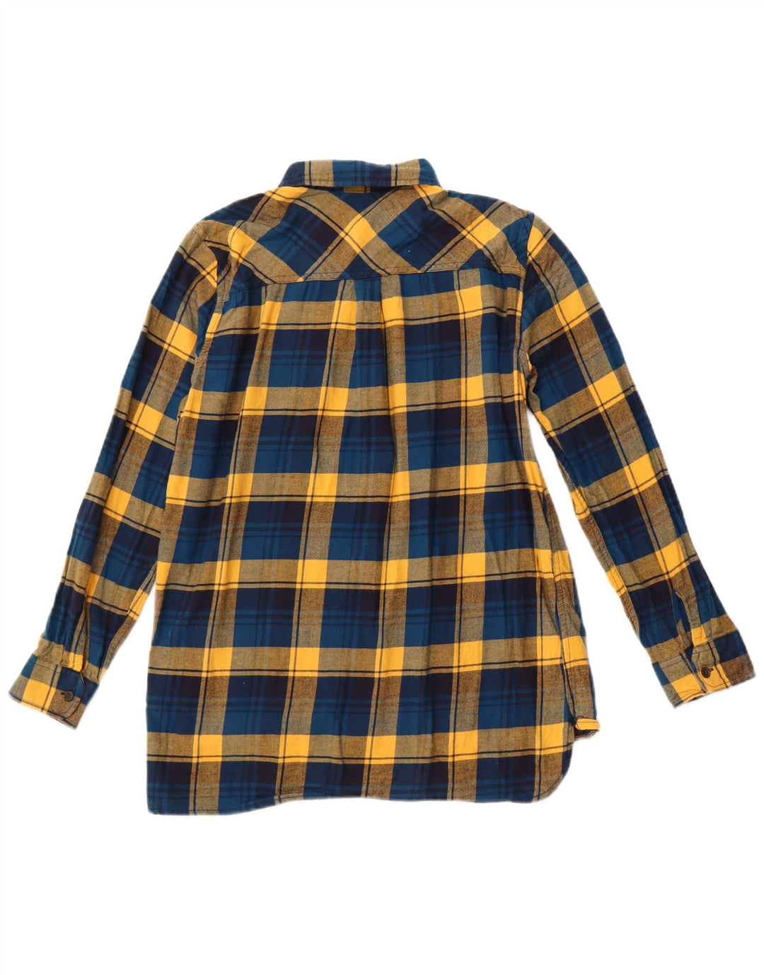 EDDIE BAUER Dame Pullover Flanell Shirt UK 12 Medium Blue Ternet Bomuld