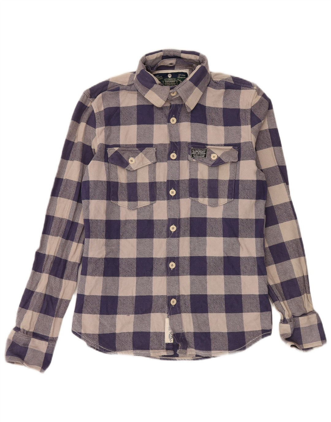 Superdry Flanelskjorte til mænd Stor marineblå Gingham Bomuld