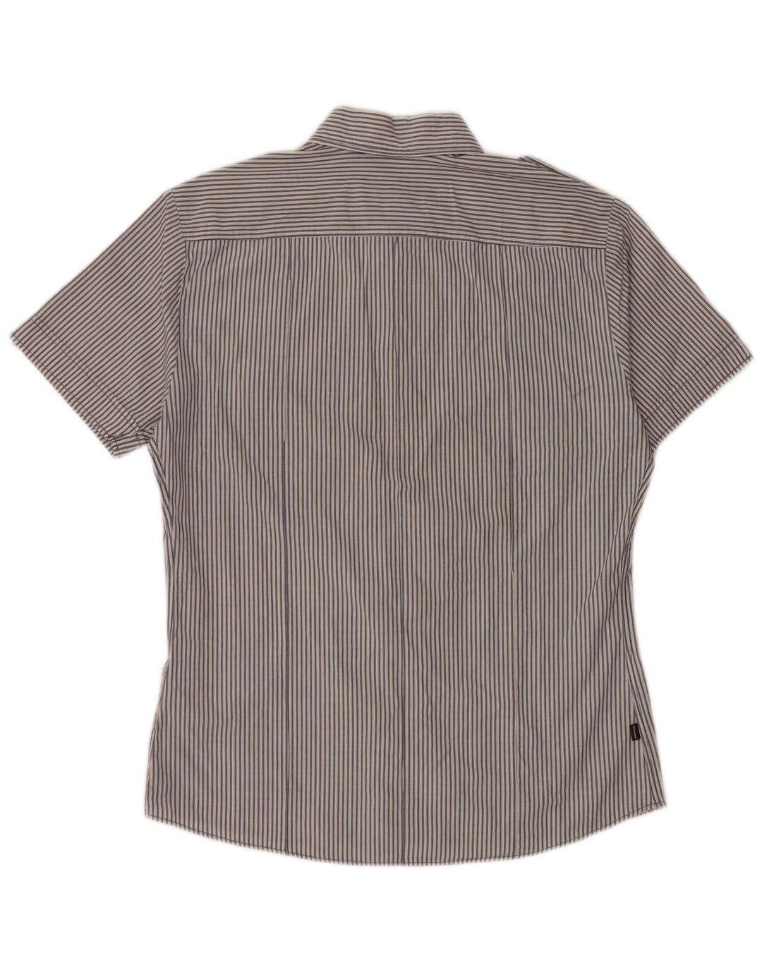 BLAUER Herre Militær Kortærmet Skjorte Stor Blå Nålestribet Bomuld