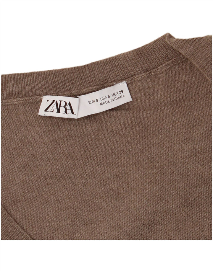 Zara Dame Oversized V-hals sweater UK 10 Small Beige
