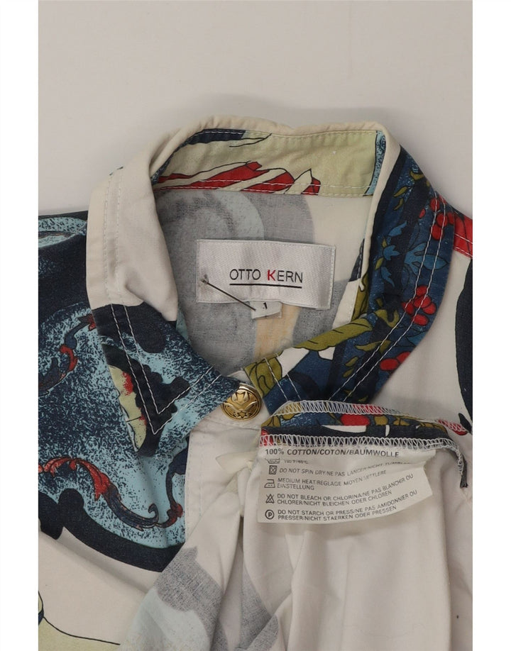 Otto Kern Womens UK 12 Medium White Floral Bomuld