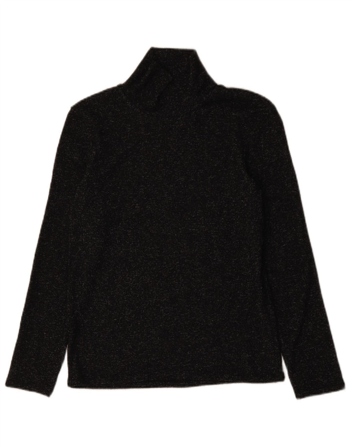 Zara Dame Turtle Neck Jumper Sweater UK 14 Large Black Flecked