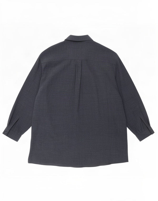 Benetton Womens Longline Shirt UK 16 Large Navy Blue Polyester