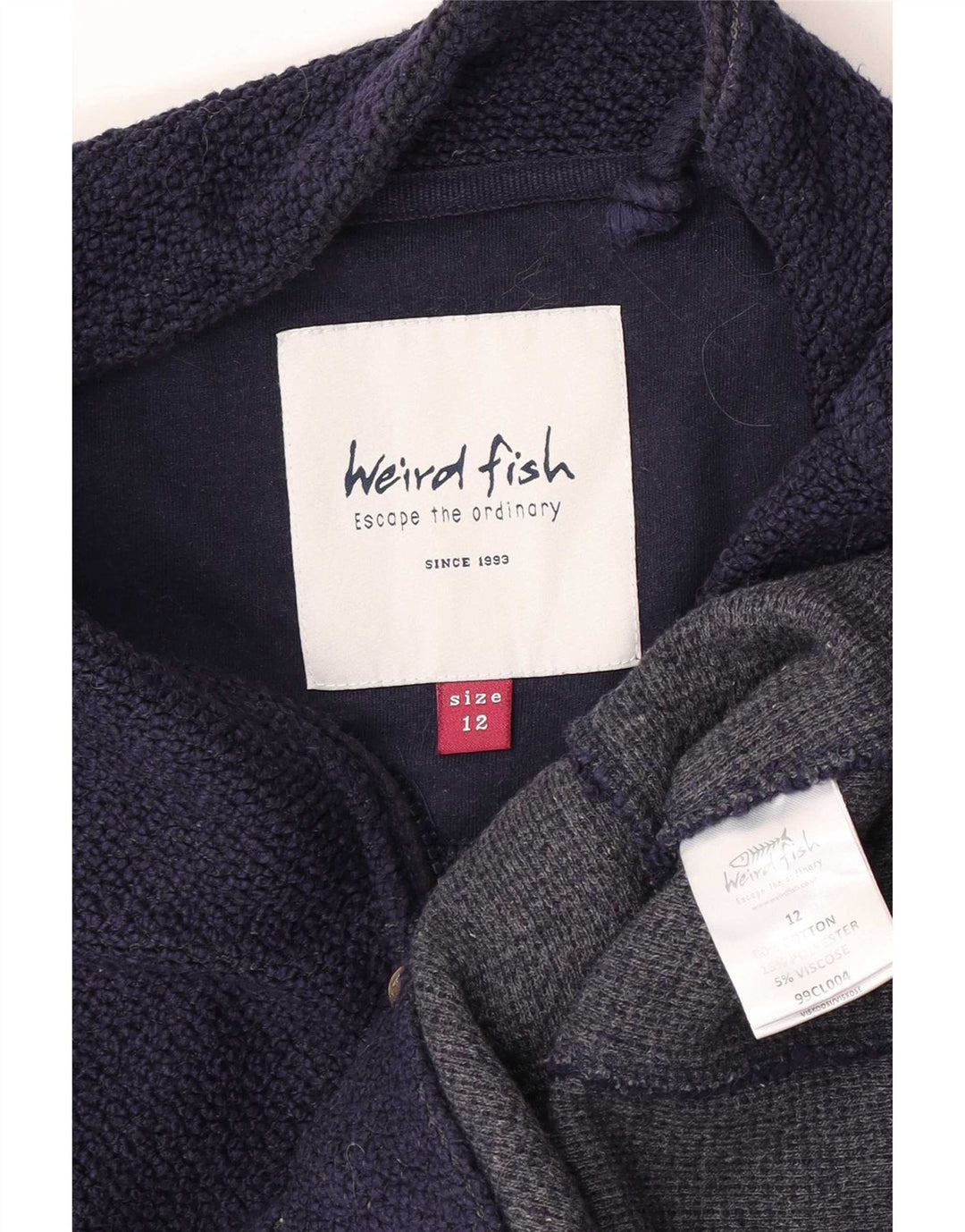 Weird Fish Dame Zip Neck Sweatshirt Jumper UK 12 Medium Navy Blue Bomuld