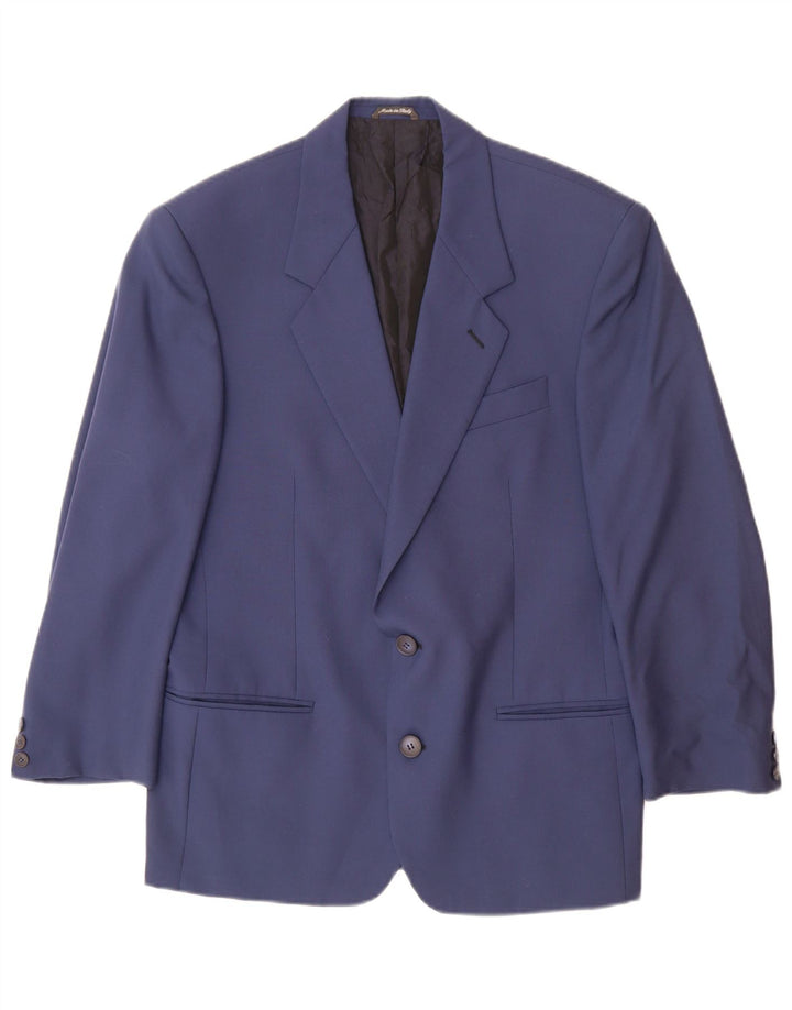 Biagiotti Herre 2-knaps blazerjakke UK 38 Medium Blue New Wool