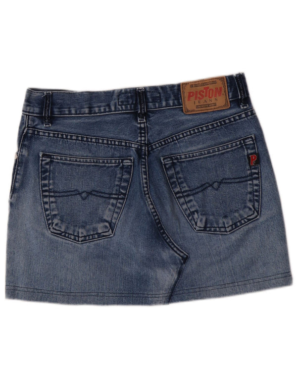 Vintage Dame Mini Denim Nederdel W33 Stor Blå Bomuld