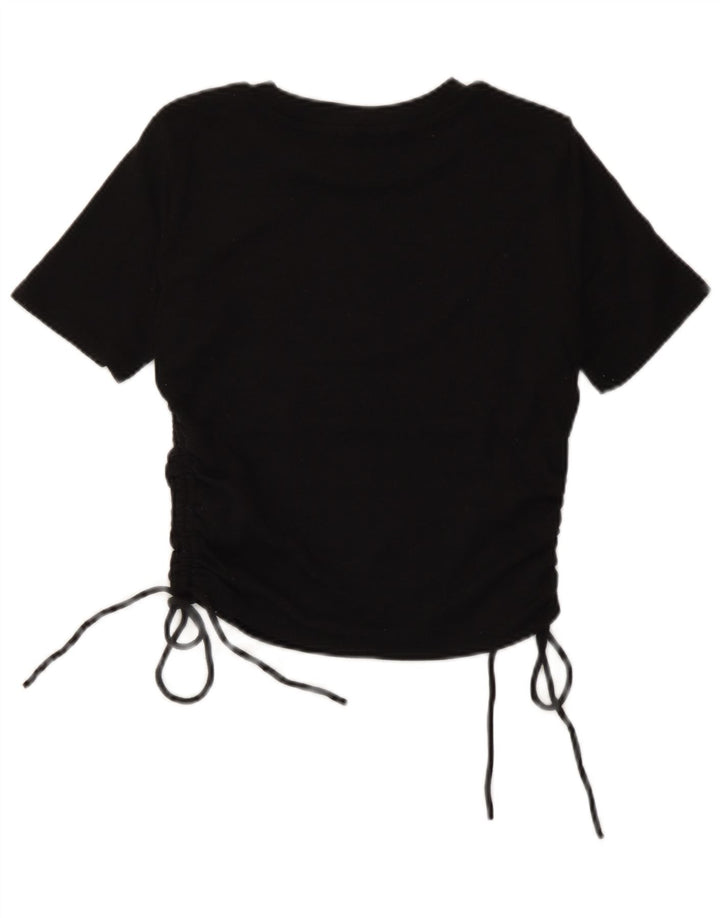 Zara Womens Crop Bluse Top UK 12 Medium Black Polyester