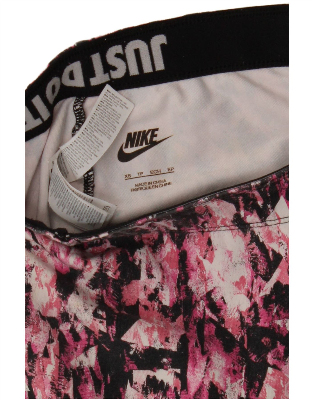 NIKE Womens Abstract Pattern Leggings UK 4 XS  Pink Cotton