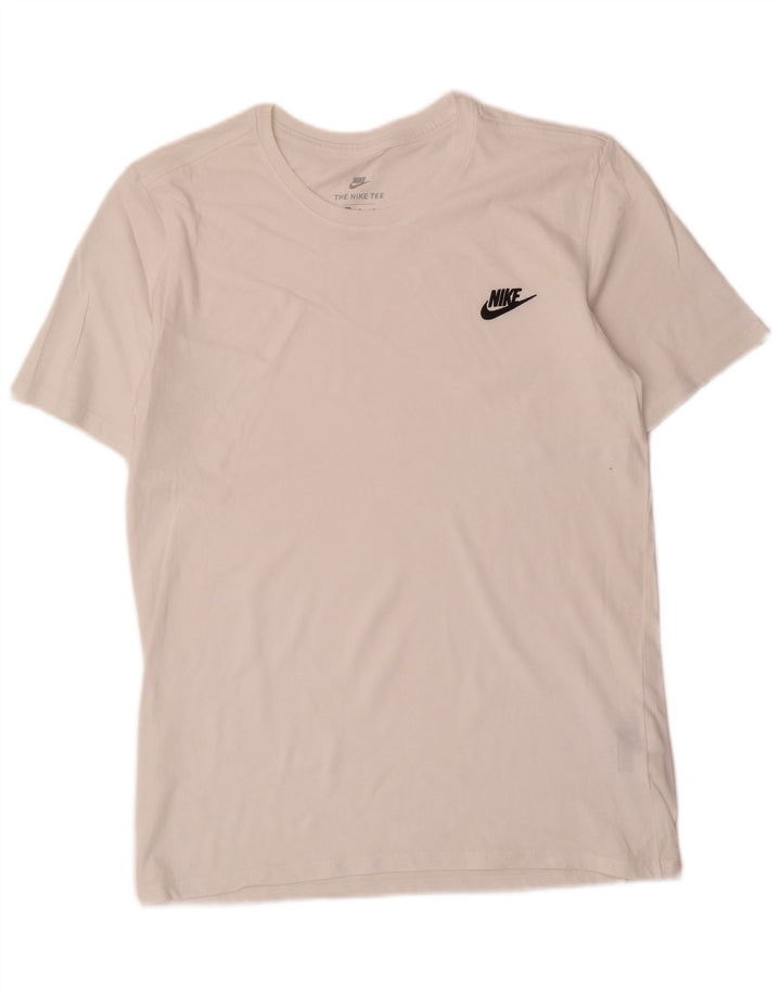 Nike T-shirt med atletisk snit til mænd, medium hvid bomuld